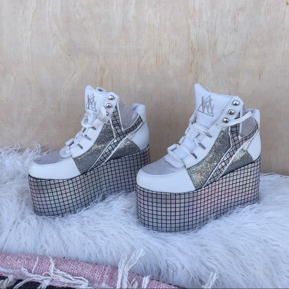 Dolls Kill Shoes - YRU Qozmo Disco Flatform Shoes